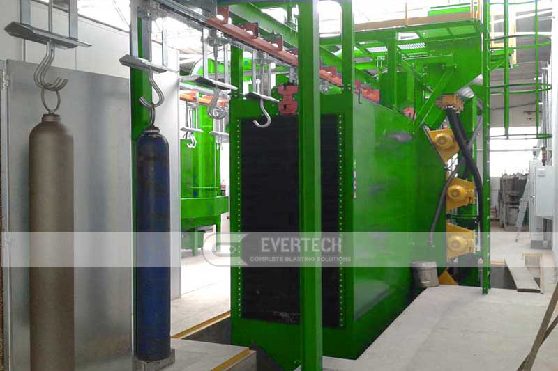 Continuous Overhead Monorail Shot Blasting Machine For Cylinders For